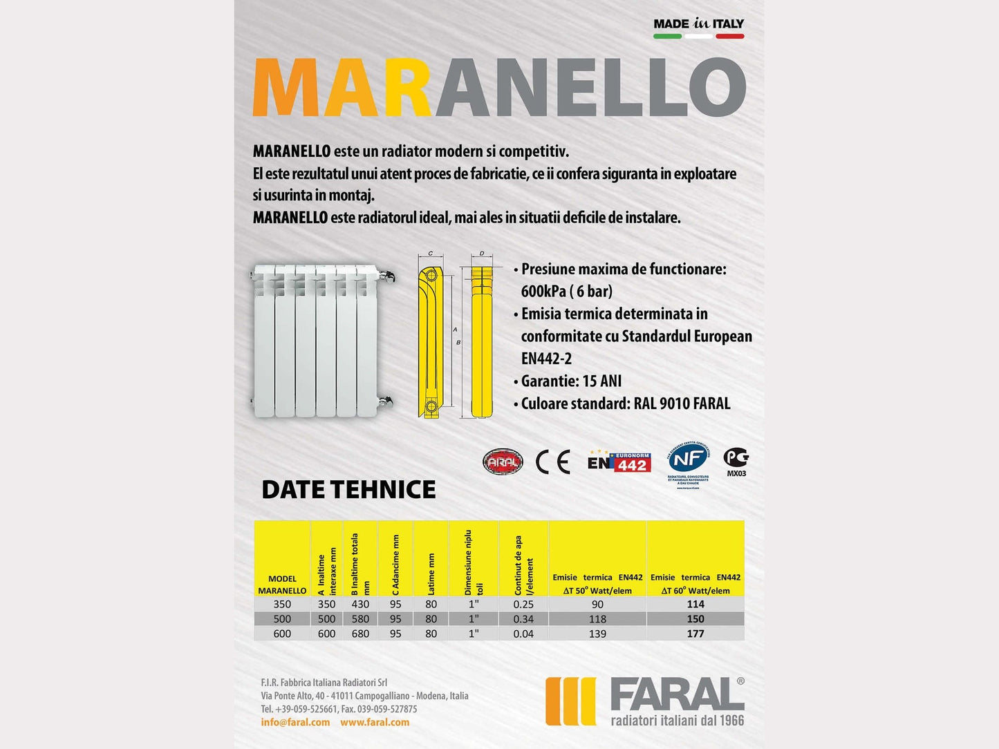 Element Calorifer Aluminiu MARANELLO 500