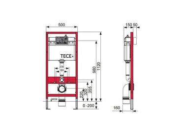 Rezervor si cadru incastrat TeceBase cu clapeta crom lucios